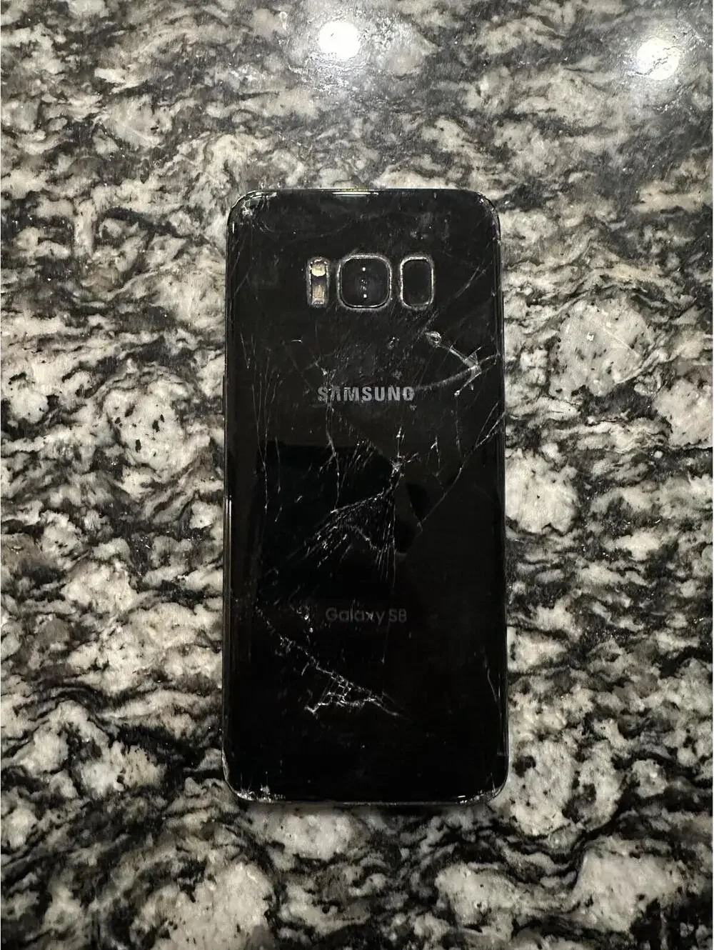 Samsung Galaxy S8 Black Smartphone Cracked Glass For Parts or Repair